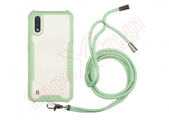 Green and transparent case with lanyard for Samsung Galaxy A01 (SM-A015)