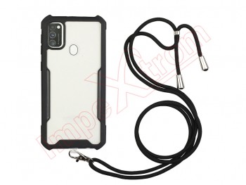 Black and transparent case with lanyard for Samsung Galaxy M30s (SM-M307)