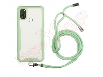 Green and transparent case with lanyard for Samsung Galaxy M30S (SM-M307)