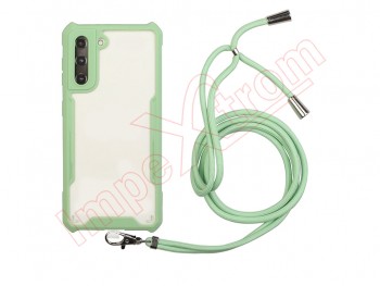 Green and transparent case with lanyard for Samsung Galaxy S21 (SM-G991)