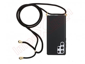 Black case with lanyard for Samsung Galaxy S23 Ultra, SM-S918B