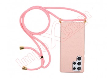 Pink case with lanyard for Samsung Galaxy S23 Ultra, SM-S918B