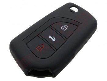 Producto genérico - Funda de goma negra para telemandos 3 botones de vehículos Toyota
