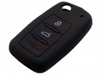 Generic product - Black rubber cover for Volkswagen 3-button remote controls with folding blade