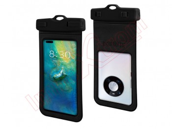 Black waterproof case for smartphones smaller than 7.2 inches