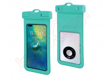 Aquamarine blue waterproof case for smartphones under 7.2".