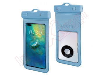 Blue waterproof case for smartphones smaller than 7.2 inches