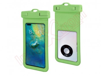 Green waterproof case for smartphones smaller than 7.2 inches