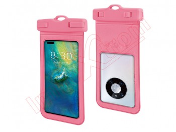 Pink waterproof case for smartphones smaller than 7.2 inches