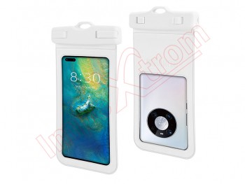 White waterproof case for smartphones smaller than 7.2 inches