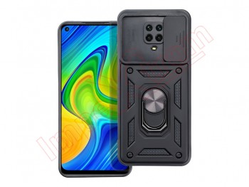 Black rigid case with window and support for Xiaomi Redmi Note 9S, M2003J6A1G