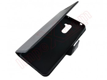 Funda negra efecto piel con cierre magnético tipo agenda con soporte interno TPU para Xiaomi Pocophone F1