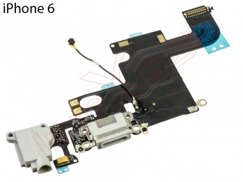Flex with connector of charge lightning, connector of audio and microphone Apple Phone 6 gris