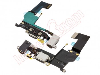 Circuito flex con conector de carga, micrófonos y conector de audio en color blanco para iPhone SE
