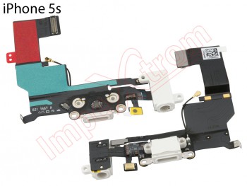 Cable flex con conector de carga, datos y accesorios, conector jack de 3,5 blanco-blanca, micrófono y cable coaxial para iPhone 5S