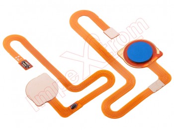 Cable flex con botón lector / sensor de huellas azul "Neptune blue" para Xiaomi Redmi Note 8, M1908C3JH, M1908C3JG, M1908C3JI