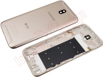 Tapa de batería Service Pack dorada para Samsung Galaxy J7, J730F 2017 con botones de volumen, botón de encendido, y lente de cámara