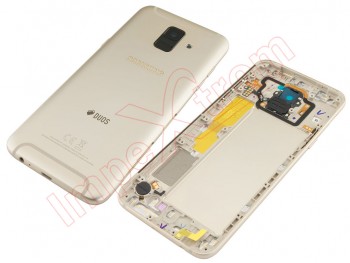 Tapa de batería Service Pack dorada con logo DUOS para Samsung Galaxy A6 (2018), A600 Dual