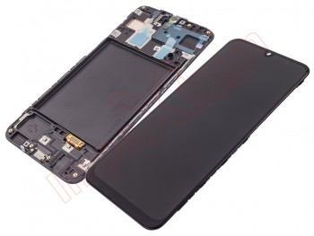 Pantalla service pack completa con marco SUPER AMOLED negra para Samsung Galaxy A30 (2019) A305F