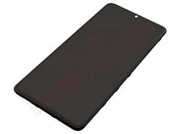 Pantalla service pack completa Super AMOLED (digitalizador+ display/pantalla LCD) negra con marco para Samsung Galaxy A41, SM-A415