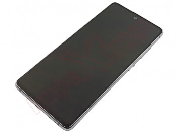 Pantalla service pack completa SUPER AMOLED negra con marco blanco / plateado "Cloud White" Samsung Galaxy S20 FE 5G, SM-G781