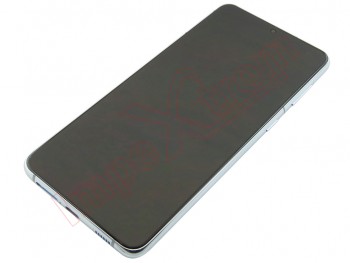 Pantalla service pack completa DYNAMIC AMOLED con marco plateado "Phantom silver" para Samsung Galaxy S21 Plus 5G, SM-G996