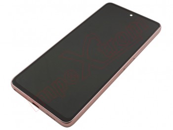 Pantalla Service Pack super AMOLED negra con marco rosa melocotón "peach" para Samsung Galaxy a53 5g, sm-a536