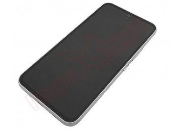 Pantalla Service Pack completa Super AMOLED negra con marco blanco / plateado "White" para Samsung Galaxy A54 5G, SM-A546