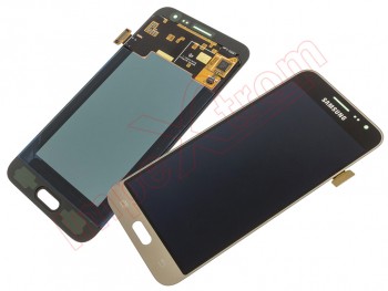 Full screen Service Pack housing housing Súper AMOLED(LCD / display, touch / digitizer) gold for Samsung Galaxy J3 (2016), J320.