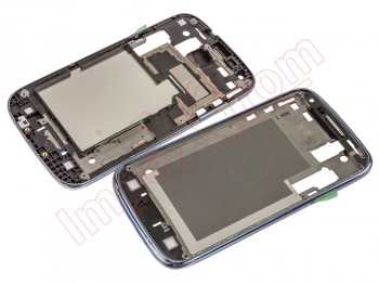 Carcasa central, chasis intermedio con marco azul para Samsung Galaxy Core i8260, Galaxy Core Duos i8262