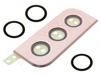 Embellecedor / marco rosa dorado "Pink gold" + lentes de cámaras traseras para Samsung Galaxy S22 5G, SM-S901