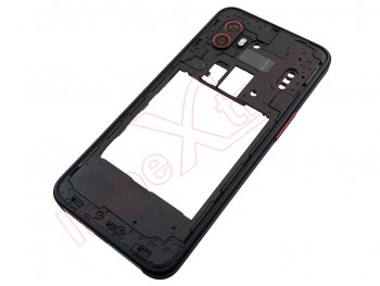 Carcasa Service Pack frontal / central con marco negro, pulsadores y lente de cámaras para Samsung Galaxy Xcover6 Pro, SM-G736