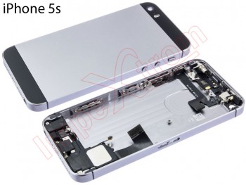Carcasa trasera gris espacial genérica con componentes para iPhone 5S