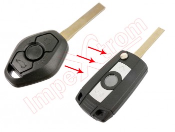 Carcasa adaptación de fija a plegable compatible para telemandos BMW, 3 botones, con espadín