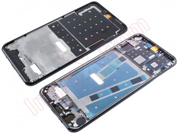 Carcasa frontal / central con marco negro medianoche "Midnight black" y botones laterales para Huawei P30 Lite, MAR-L21