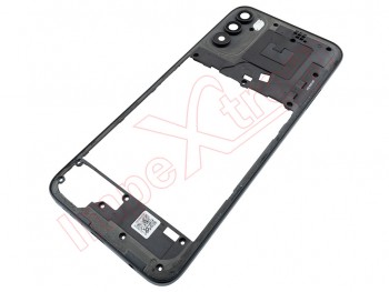 Front / central housing with Iron black frame, NFC antenna and cameras lenses for Motorola Moto G71 5G, XT2169-1