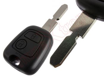 Carcasa genérica compatible para telemandos Peugeot, 2 botones, con espadín fijo