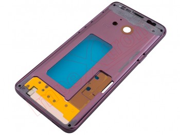 Carcasa frontal / central con marco violeta / lila "Lilac purple" con botones laterales para Samsung Galaxy S9, SM-G960F