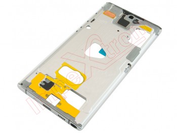Silver front / central housing with frame for Samsung Galaxy Note 10 5G, SM-N971