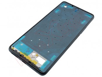 Carcasa frontal / central con marco negro / gris "Meteorite gray" con flex y botón lateral de volumen para Xiaomi 11T, 21081111RG / Xiaomi 11T Pro, 2107113SG