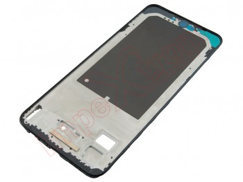 Carcasa frontal / central con marco negro / gris "Onyx Gray" y flex de botones laterales para Xiaomi Redmi Note 10, M2101K7AI, M2101K7AG