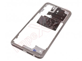 Carcasa frontal / central con marco color blanco / plata "Frost White (Pebble White)" para Xiaomi Redmi Note 10 4G, M2101K7AI, M2101K7AG