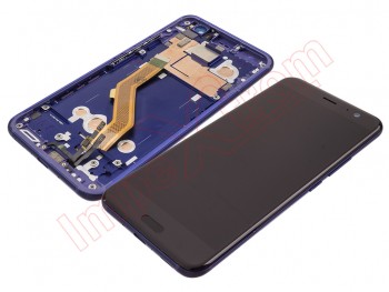 Pantalla completa SUPER LCD5 negra con marco azul oscuro para HTC U11