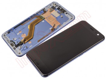 Pantalla completa SUPER LCD5 negra con marco azul claro para HTC U11