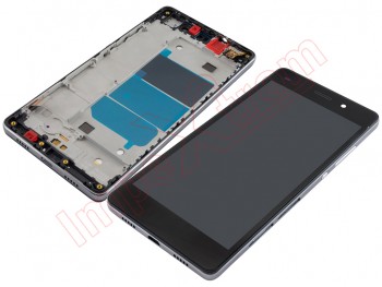 Generic black IPS LCD screen with silver frame for Huawei P8 Lite.