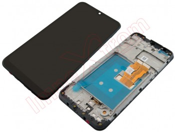 Black full screen IPS LCD with front housing and frame for LG K22 (LM-K200EMW)