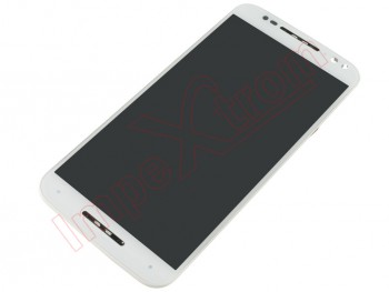 Screen IPS LCD white with frame and front cover for Motorola X Style, XT1572