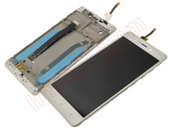 Full screen IPS LCD (LCD display + touchscreen) for Xiaomi Redmi 3, Redmi 3 Pro white with front cover, frame