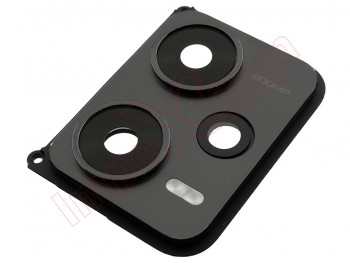 Embellecedor / marco con lente de cámaras traseras negro medianoche "Obsidian black" para Xiaomi Redmi Note 12 Pro+, 22101316UCP