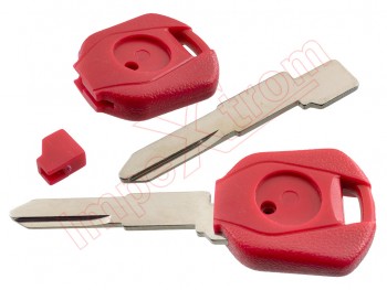 Generic product - Red left guide blade fixed key with hole for transponder for Honda motorcycles